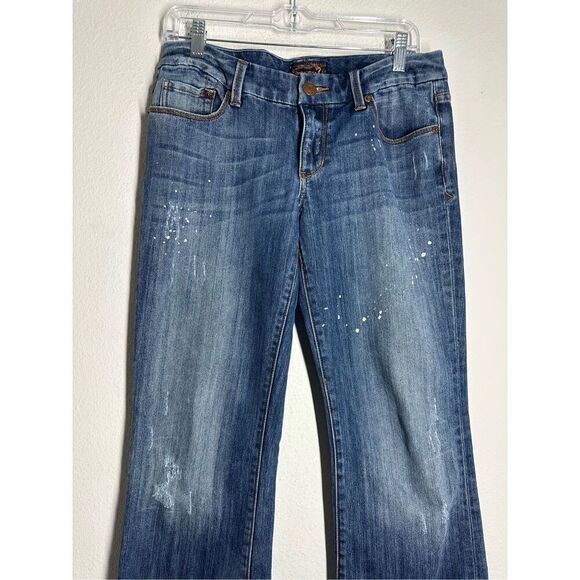 7 Seven For All Mankind White Paint Splatter Boot Cut Jeans Womens Sz 30/ 32 L - Picture 2 of 16